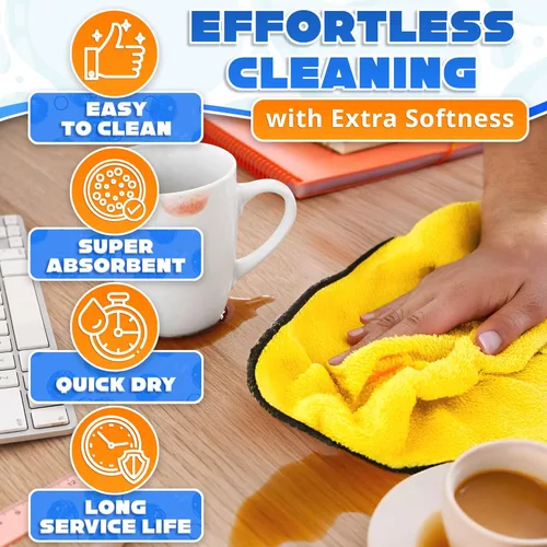 Vista 4 de 5 paños de limpieza de microfibra gruesos, trapos de limpieza de doble capa, tela GSM 600 de alta resistencia, hechas para un uso efectivo, toallas