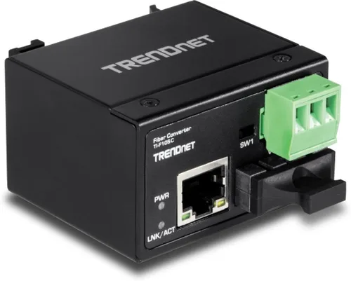 Vista 3 de TRENDnet Hardened Industrial 100Base-FX Convertidor de fibra SC multimodo (1.2 mi, 1.2 millas), carcasa clasificada IP40, TI-F10SC, negro