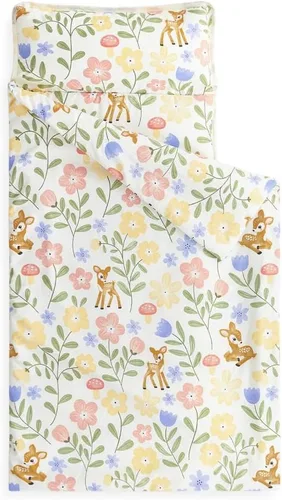 Wake In Cloud - Toddler Nap Mat with Pillow and Blanket, for Kids Girls Ages 3 Plus in Kindergarten Daycare Preschool, Roll Up Sleeping Bag, Floral