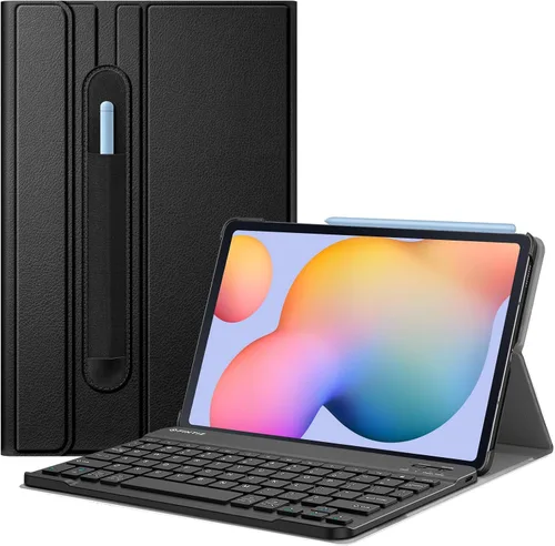 FINTIE Funda de teclado para Samsung Galaxy Tab S6 Lite de 10.4 pulgadas 2024/2022/2020, funda delgada con soporte seguro para S Pen teclado Negro