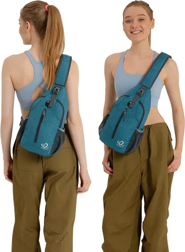 Vista 6 de WATERFLY - Mochila cruzada tipo bandolera para viajar y hacer senderismo, bolsa de pecho