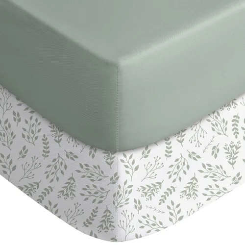 Vista 26 de Yoofoss Sábanas ajustadas para Pack and Play, paquete de 2 sábanas para minicuna para colchón Pack N Play, sábana elástica para corralito, suave