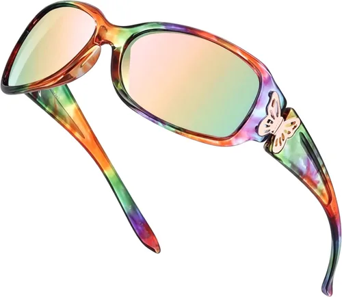 Vista 16 de LVIOE - Lentes de sol polarizadas para mujer, decoración de mariposa a la moda, para conducir y pescar - 99.99% de protección UV