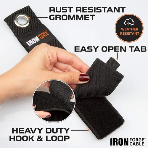 Vista 2 de Iron Forge Cable Organizador de cables de extensión, paquete múltiple de 12 piezas, 2 piezas de envolturas de gancho y bucle mediano, grande y XL