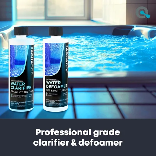 Vista 2 de Kit Químico MAV AquaDoc para Jacuzzi - Incluye clarificador de agua de 16oz y antiespumante de 16oz para jacuzzis