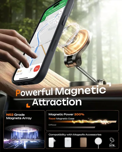 Vista 865 de TOCOL Funda para iPhone 11, compatible con Magsafe, protección completa de cámara, imanes integrados, protección contra caídas, funda translúcida