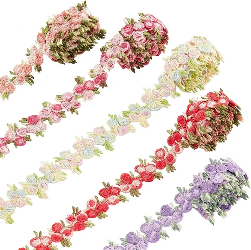 Vista 11 de GORGECRAFT - Cinta de encaje floral de 5 yardas, con aplique de encaje DIY para manualidades de costura, borde de encaje para adornos de vestidos
