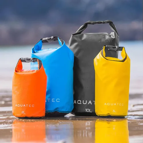 Vista 2 de AQUATEC Bolsas secas impermeables – 4 tamaños: 2L / 3L / 5L / 10L Bolsa impermeable ligera Bolsa fuerte con cierre seguro Ideal