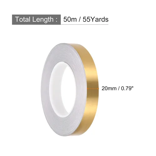 Vista 2 de Cinta autoadhesiva para azulejos de borde de línea de sellado de pisos, [para decoración de suelo de pared,] 0.79 pulgadas x 55 yardas/tono dorado