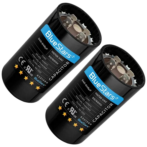 Vista 26 de Capacitor de arranque de motor [2025 Actualizado] BlueStars 88-108 uf MFD 330 VAC Voltios redondo AC eléctrico de reemplazo - Compatible