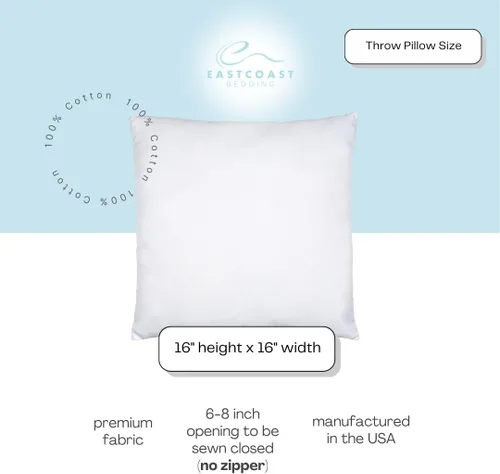 Vista 23 de East Coast Bedding Funda de almohada vacía de tamaño King y Queen estándar, funda de almohada 100% algodón, funda de almohada de bricolaje