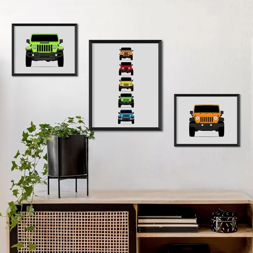 Vista 5 de Custom Car Posters Handmade Poster compatible with Jeep Wrangler JK (2007-2018) 3rd Generation Print Wall Art Décor - 8x10 Metallic Print (Unframed)