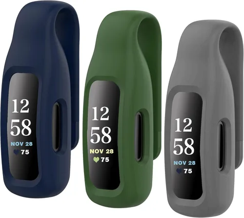Vista 10 de HSWAI Paquete de 3 clips de repuesto para Fitbit Inspire 2/Fitbit Inspire 3, clip de silicona suave y cómodo de protección de 360°, accesorio