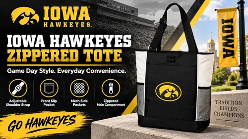 Vista 2 de Iowa Hawkeyes Tote Bags University of Iowa Totes Beach Pool Or Travel Negro