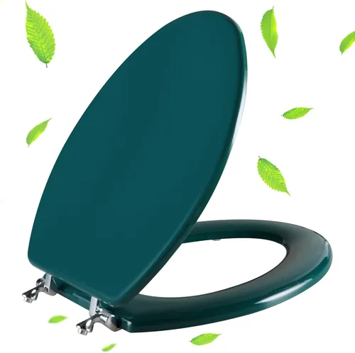 Vista 17 de Asiento de inodoro redondo blanco de madera natural con bisagras de aleación de zinc, fácil de instalar y también fácil de limpiar, asiento