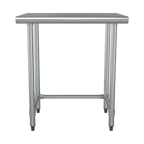 Vista 2 de Mesa de trabajo de base abierta de acero inoxidable 430 de calibre 18 de 24 x 30 pulgadas para cocina comercial, restaurante, cafetería