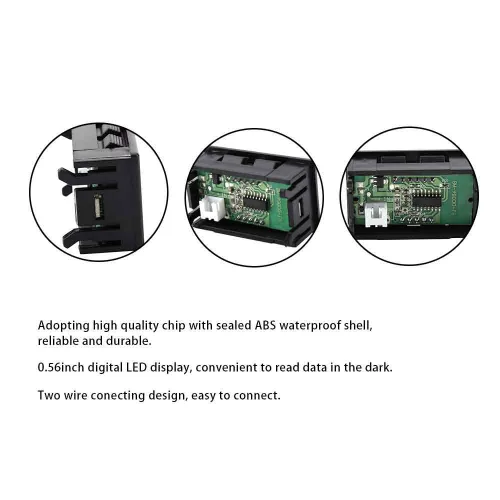 Vista 9 de Voltímetro de 0.56 pulgadas de dos cables DC 2.5-30 V pantalla LED digital medidor de voltímetro digital para batería de 12 V 24 V coche