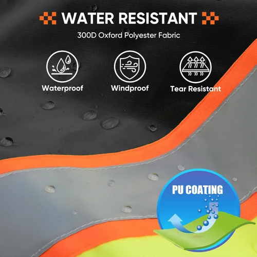 Vista 7 de TICONN Waterproof Safety Bomber Jacket, Winter Rain Jacket Hi Vis Reflective, ANSI Class 3 Work Rain Coat