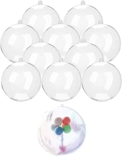 Vista 8 de 10 bolas decorativas de plástico transparente de relleno de 2.75 pulgadas, bola transparente para manualidades, Navidad, cumpleaños, boda, fiesta