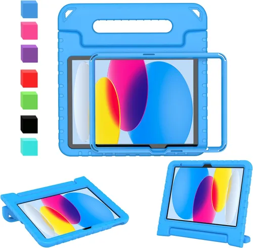 Vista 14 de AVAWO - Funda infantil para iPad de 10.9 pulgadas con protector de pantalla integrado, duradera, a prueba de golpes, ligera, con mango protector