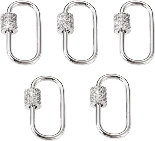 Vista 29 de Dijes de bloqueo de mosquetón de tornillo, Circonita cúbica Latón, circonita