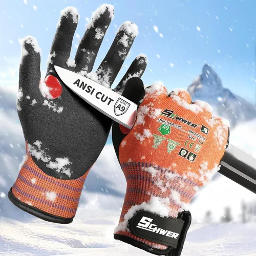 Guantes de trabajo de invierno Schwer FreezeGuard-X para hombres y mujeres, guantes resistentes a cortes ANSI A9 para protección extrema, guante de