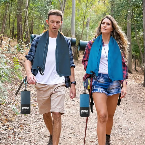 Vista 7 de BOGI Paquete de 4 toallas deportivas de viaje de microfibra, toalla de secado rápido, toalla de camping de microfibra suave y ligera, absorbente