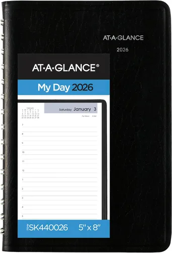 Vista 11 de AT-A-GLANCE Agenda 2027, diaria, 5 x 8 pulgadas, programación abierta, DayMinder, negro (SK460027)