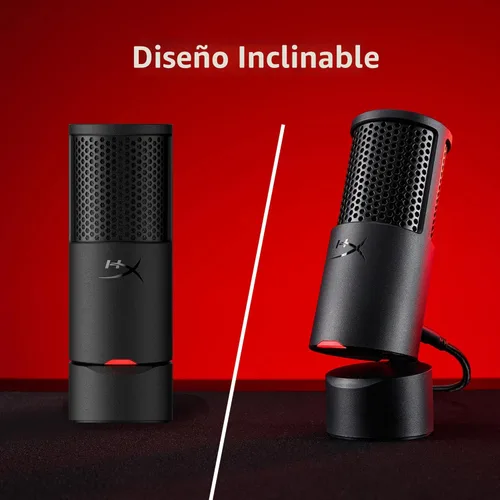 Vista 5 de HyperX SoloCast 2 - Micrófono condensador USB para juegos para PC, USB-C a USB-A, filtro pop integrado, soporte de choque interno, Plug and Play, 24