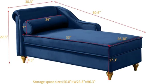 Vista 3 de Sillón de 60.6 pulgadas, sofá cama tapizado de terciopelo con almacenamiento y reposabrazos derechos, moderna silla reclinable de ocio para sala