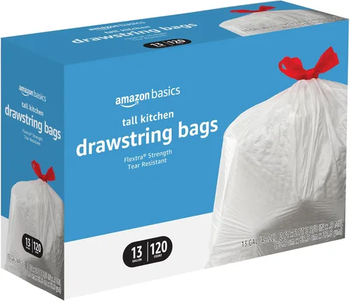 Vista 3 de Tienda Basics Flextra - Bolsas de basura altas con cordón para cocina, 13 galones, 120