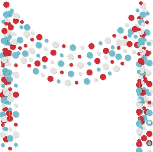 Outus 5 piezas de guirnalda de papel con puntos de colores, decoración de Navidad redonda, confeti brillante de purpurina colgante, telón de fondo