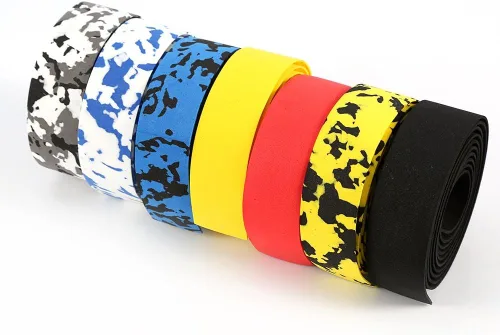 Vista 3 de VGEBY Cinta de manillar de corcho para ciclismo, correa de mango de esponja con 2 tapones (azul+blanco)