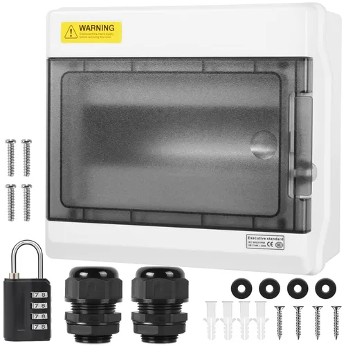 Vista 16 de Caja de Protección de Distribución Impermeable, Caja Eléctrica de Disyuntores de Plástico ABS y Cubierta Transparente IP65, para Disyuntor de Pared