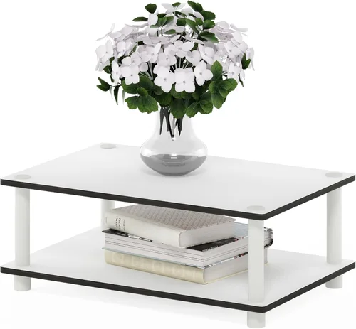 Vista 7 de Furinno JUST Mesa de Centro, Mesa de Centro Moderna de 3 Niveles con Estante Abierto, Mesa Auxiliar de Montaje sin Herramientas, para Sala de Estar