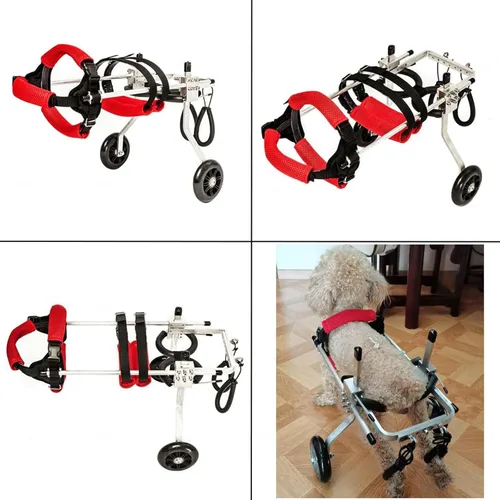 Vista 6 de Vehículo de ayuda ajustable para rehabilitación de mascotas, silla de ruedas para patas traseras con ruedas para perros pequeños/medianos con patas