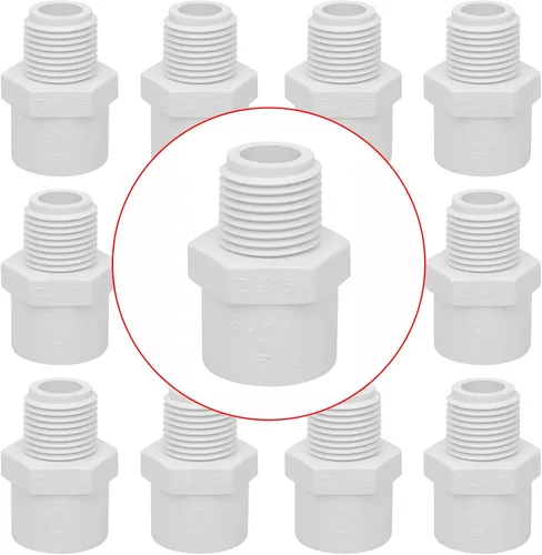 Vista 31 de Paquete de 20 adaptadores de acoplamiento niple de PVC de 1/2 pulgada (macho x macho) rosca de tubería PVC NPT de 1/2" para fontanería, uso