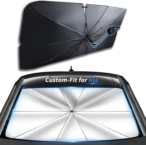 Parasol a medida para parabrisas Kia, rotación de 360°, flexible, con bloqueo UV, ventana delantera del automóvil, diseñada para accesorios Kia