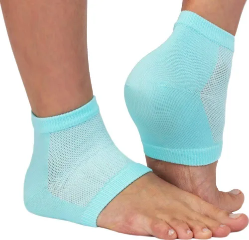 NatraCure - Mangas de talón con gel hidratante ventiladas - (Calcetines de pedicura para el tratamiento de pies secos y agrietados, tratamiento para