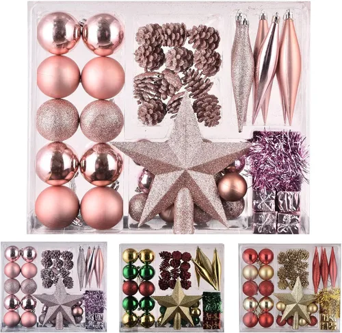 Vista 12 de Bolas de Navidad doradas para árbol de Navidad, 30 piezas de 60 mm, decoraciones de árbol de Navidad inastillables, bolas colgantes de 2.36