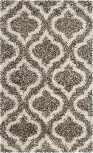 SAFAVIEH Hudson Shag Collection - Alfombra decorativa de 2 x 3 pies, diseño marroquí, color gris y marfil, no desprende pelusa y de fácil cuidado, 2
