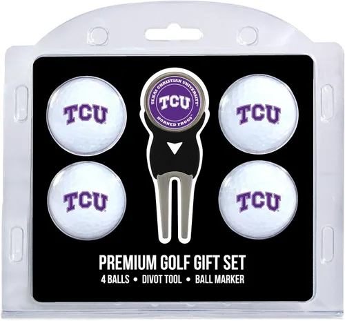 Vista 2 de Team Golf Pelotas de golf de tamaño reglamentario de la NCAA (4 unidades) y herramienta Divot con marcador magnético extraíble de doble cara