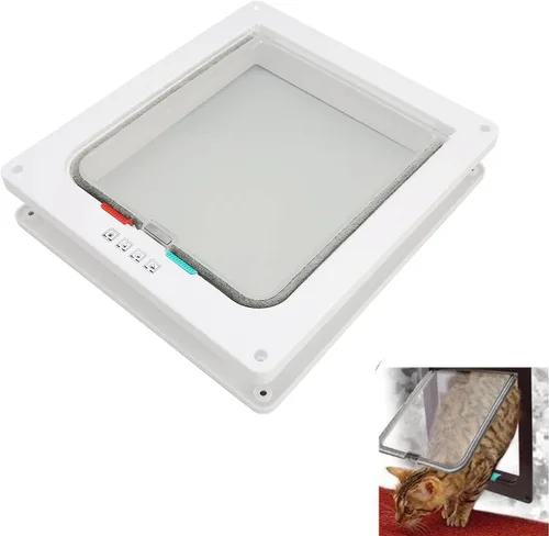 Vista 2 de Cat Flap Door Universal Interior Pet Door Controllable Access Windproof Noise Reduction Brush Bar Design for Cats and Dogs ABS Plastic 28 x 25 x 5