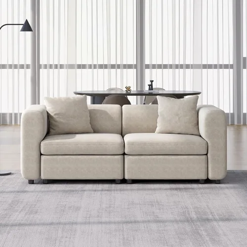 Vista 40 de Guyii Sofá modular de terciopelo, moderno sofá de 4 plazas de gran tamaño con 3 almohadas y reposapiés de almacenamiento, sofá convertible de 115.74