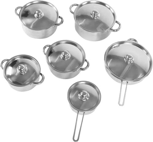 Tnfeeon 6Pcs Stainless Steel Cookware Set, Cookware Sets Skillet Sauce Pot Kitchen Induction Stockpot Includes Frying Pan, Saucepan, for Home