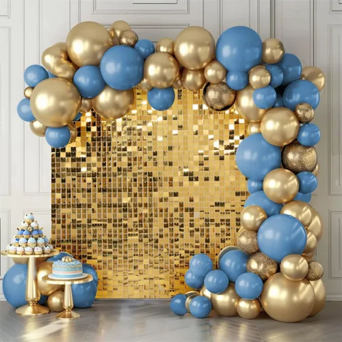 Vista 15 de Telón de fondo de pared con brillo, paneles de pared negros, 12 piezas de paneles cuadrados con lentejuelas brillantes, decoración de telón de fondo