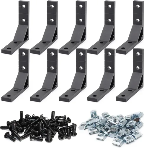 Vista 20 de 20 juegos de extrusión de aluminio 2020 con ranura en T, soporte de esquina de la serie 20, hardware extruido, conector de ángulo recto de 90 grados