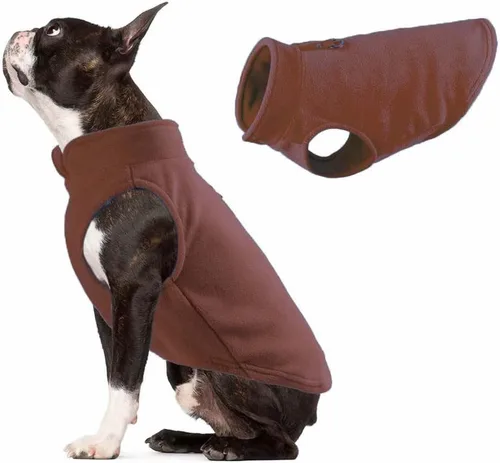 Vista 11 de JACKO & CO - Chaleco de forro polar para perro con anillo para correa - Abrigo suave, cálido y ligero para perros, cachorros y gatos pequeños y Azul