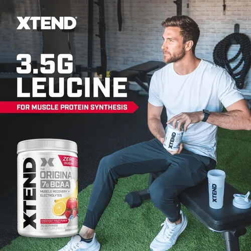Vista 4 de XTEND Original Polvo de BCAA , para bebida de recuperación muscular sin azúcar con aminoácidos, para después del entrenamiento, 7 gramos de BCAA