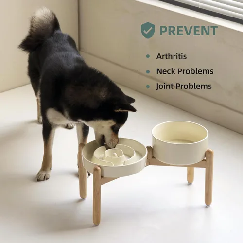 Vista 156 de Havniva Cuencos elevados para perros de alimentación lenta, 6.1 pulgadas 1 x café marrón - C